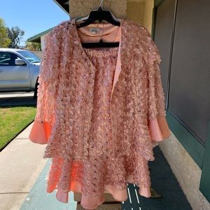 Pink sequin 3 piece women’s church suit